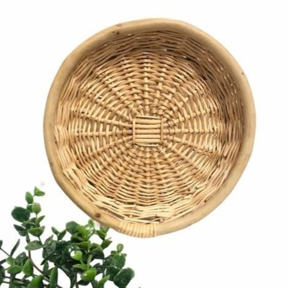 Vintage Woven Boho Home Decor Circle Basket Storage